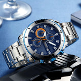 MEGIR 2075 Luxury Brand Stainless Steel Business Wristwatch Chronograph Quartz Men Watch Male Clock Hour Time Relogio Masculino