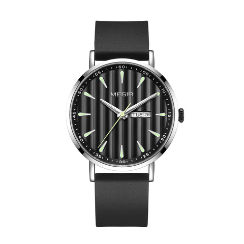 MEGIR 1081 Luxury Big Dial Men Watch Fashion Waterproof Week Display Luminous Hands Silicone Strap Quartz Watches Reloj Hombre