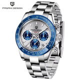 Ice Blue PAGANI DESIGN 1644 Men Watch Quartz Chronograph Waterproof  VK63 AR Sapphire Wristwatch
