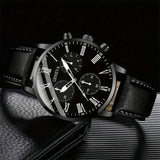 6258  2 Pcs / Set Black Mens Quartz Watch With Bracelet Fashion Men Watch Set Gift