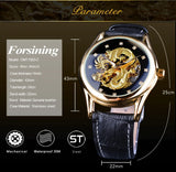Top Brand Luxury Forsining Watch Diamond Display Dragon Golden Display Luminous Hand Transparent Men Watch Mechanical Watch