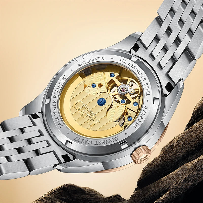 Bonest Gatti Luxury Watches Men Watch Mechanical Tourbillon Wristwatch 5ATM Waterproof Automatic Watch