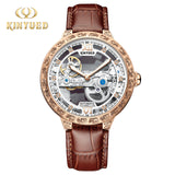2024 Hot Selling Kinyued Brand J089 New Waterproof Watch Design Leather Strap Moon Phase Men Watch Wristwatch