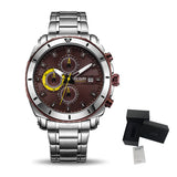 MEGIR 2075 Luxury Brand Stainless Steel Business Wristwatch Chronograph Quartz Men Watch Male Clock Hour Time Relogio Masculino