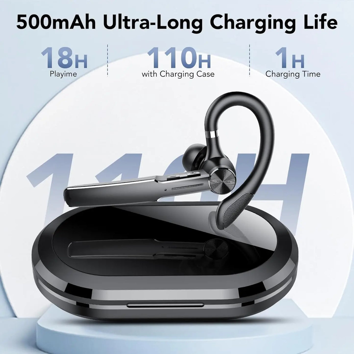 Bluetooth Headset Business Headphone Waterproof Wireless Earbuds Earphones Single Ear Bluetooth Headset