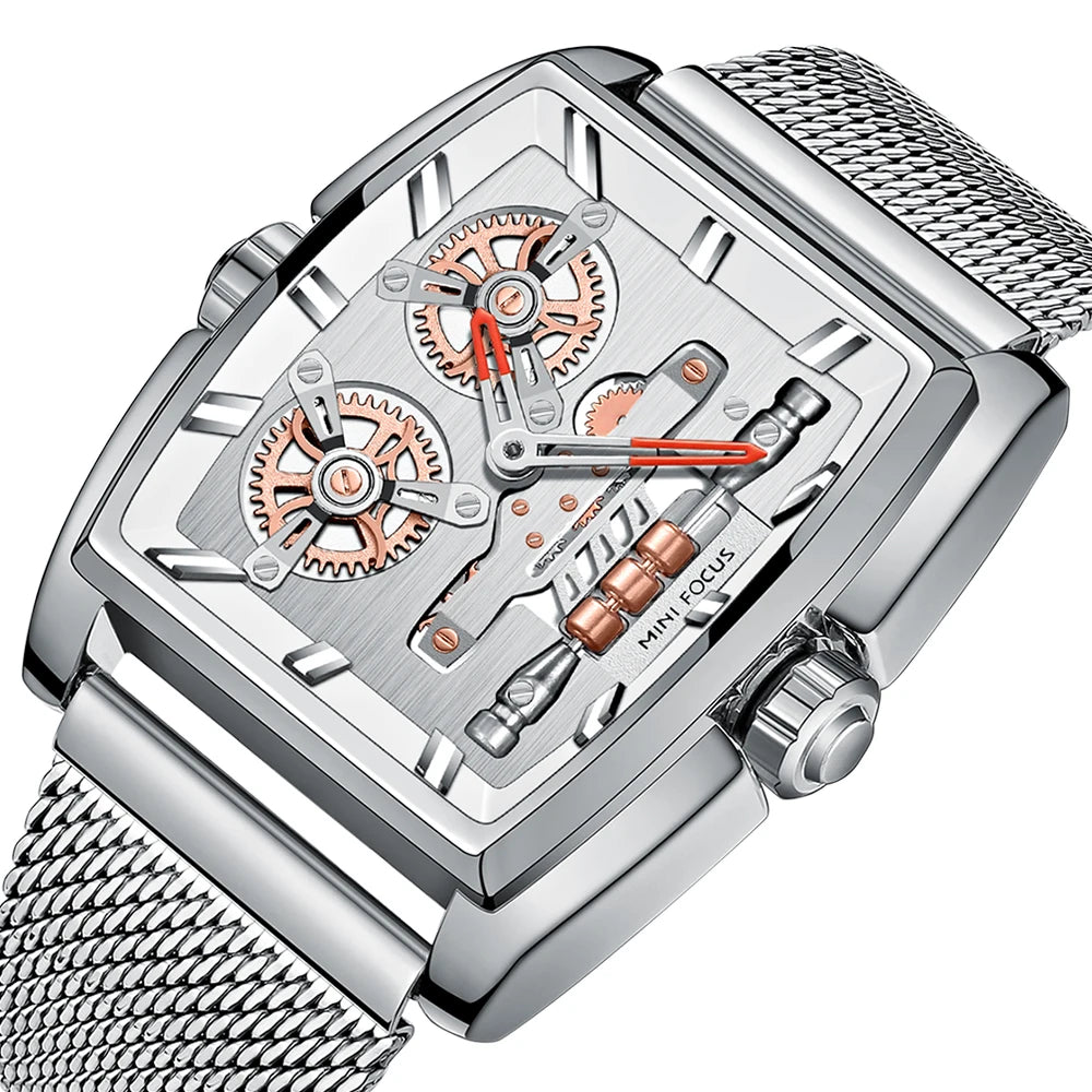 Mini Focus MF0322G Barrel Watch - Brown Mesh Steel Band