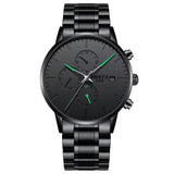 NIBOSI 2588 Customize Logo All Black Design Business Men Watch Luminous Wristwatches Stainless Steel Quartz Watches