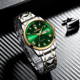 New POEDAGAR 985 Top Brand Luxury Green Dial Men Watch Waterproof Luminous Date Clock Mechanical Watch for Men Quartz Wristwatch
