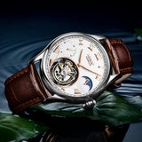 Aesop Gold Tourbillon Automatic Mechanical Wristwatches Men Leather Watch With Roman Number Men Watch Luxury Tourbillon