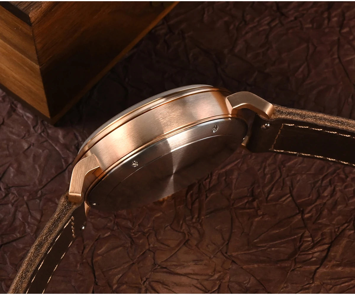 45mm CuSn8 Bronze Men Watch YN55A Automatic Mechanical Vintage Simple Style Sapphire Waterproof 10Bar Bronze Watch