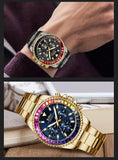 BIDEN 0163 New Men's Fashion Quartz Watches Sport Waterproof Luminous Multifunction Luxury Men Watch Stainless Steel Clock Gold