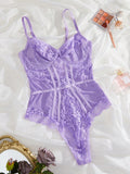 Lace patchwork slimming one-piece halter top