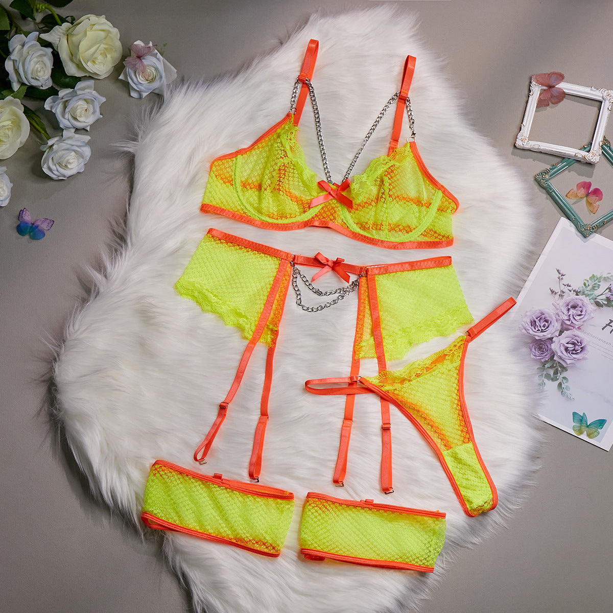 Lace pendant and butterfly four-piece set