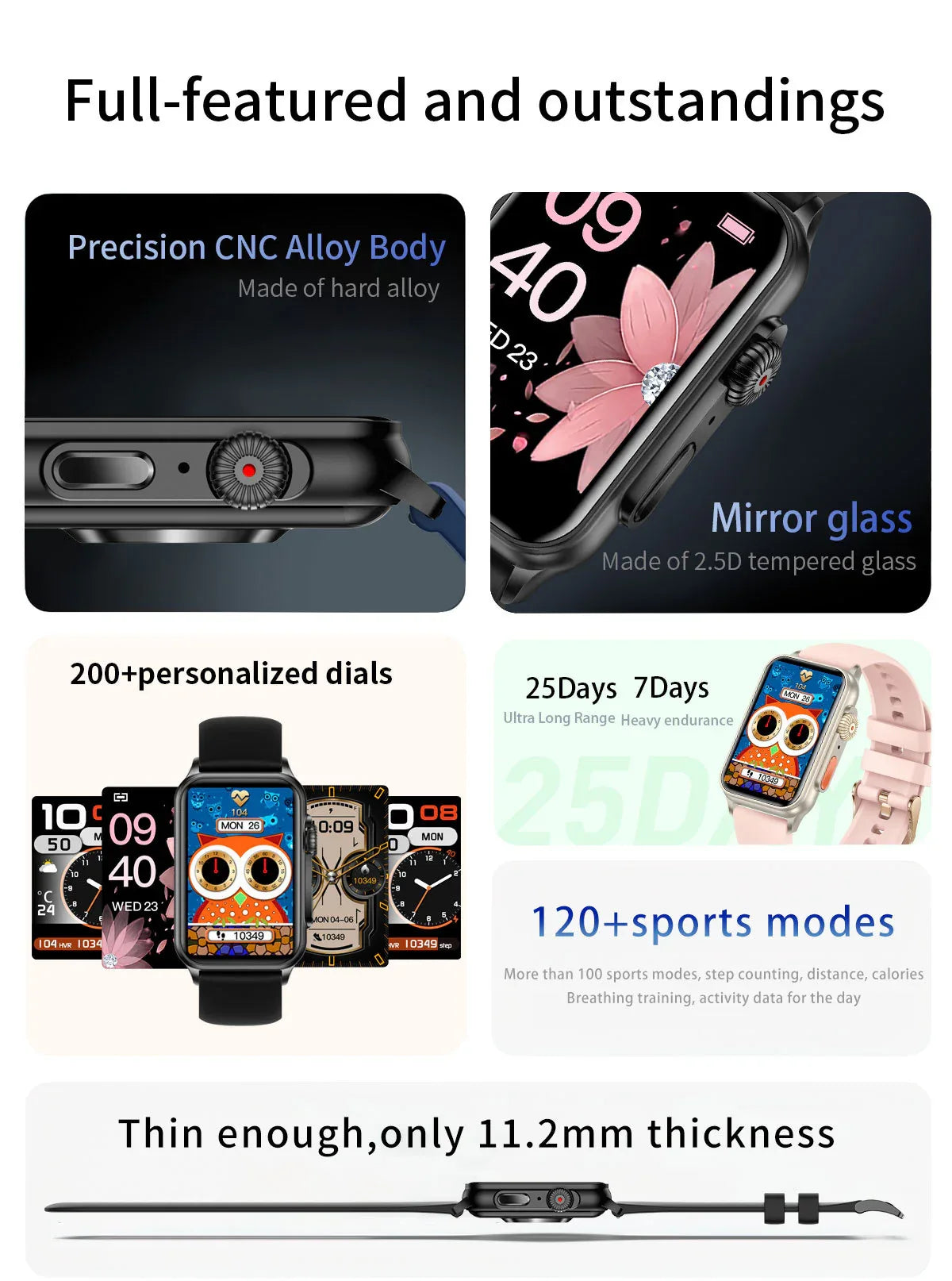 H23 Smart Watch Women 1.57 Inch HD Screen Zinc Alloy Shell Mirror Glass 200+Wallpaper Bluetooth Calls Sports Fashion Smartband - Wear444