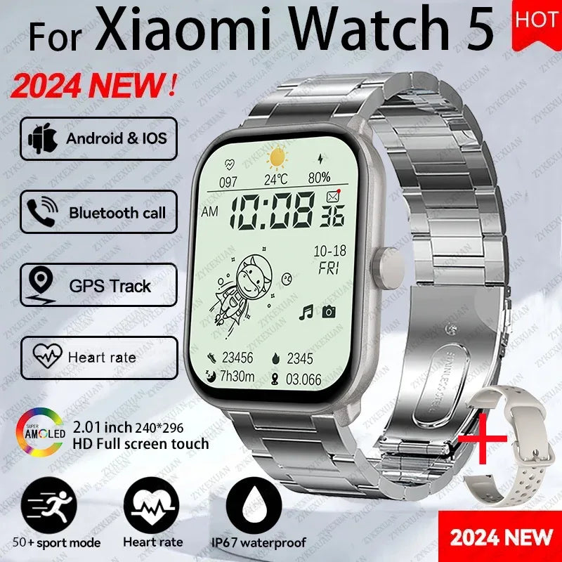 New Watch 5 Global Version Men Women HD AMOLED Display Sports Fitness Heart Rate Bluetooth Call GPS Track Waterproof Smart Watch - Wear444