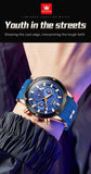 Watches For Men OLEVS Fashion Mens Quartz Watches Luminous Hand Blue Rubber Band Sport WristWatch Relogio Masculino