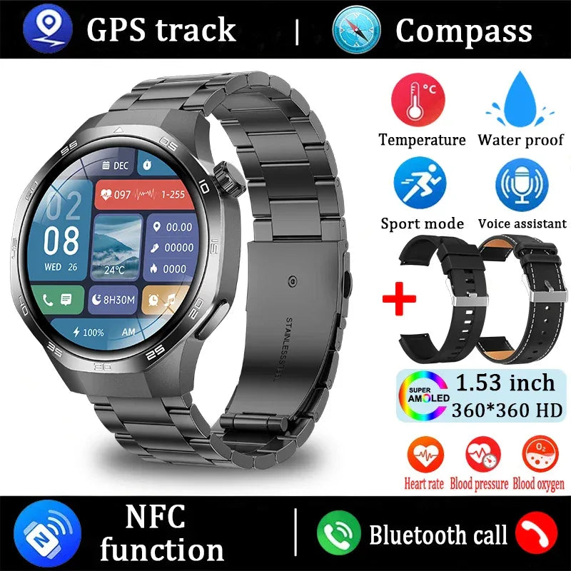 New Watch 5 Pro Smart Watch HD AMOLED Screen GPS Tracker Bluetooth Call Health Monitoring Waterproof Sports SmartWatch Men Women - Wear444