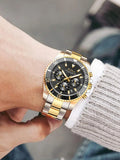 BIDEN Mens Chronograph Stainless Steel Strap Waterproof Date Quartz Watch, Business Casual Wrist Watches