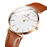 Top Brand Mens Watches Fashion Ultra Thin Analog Quartz Watches Leather Belt Simple Temperament Men's Clock relogios masculino