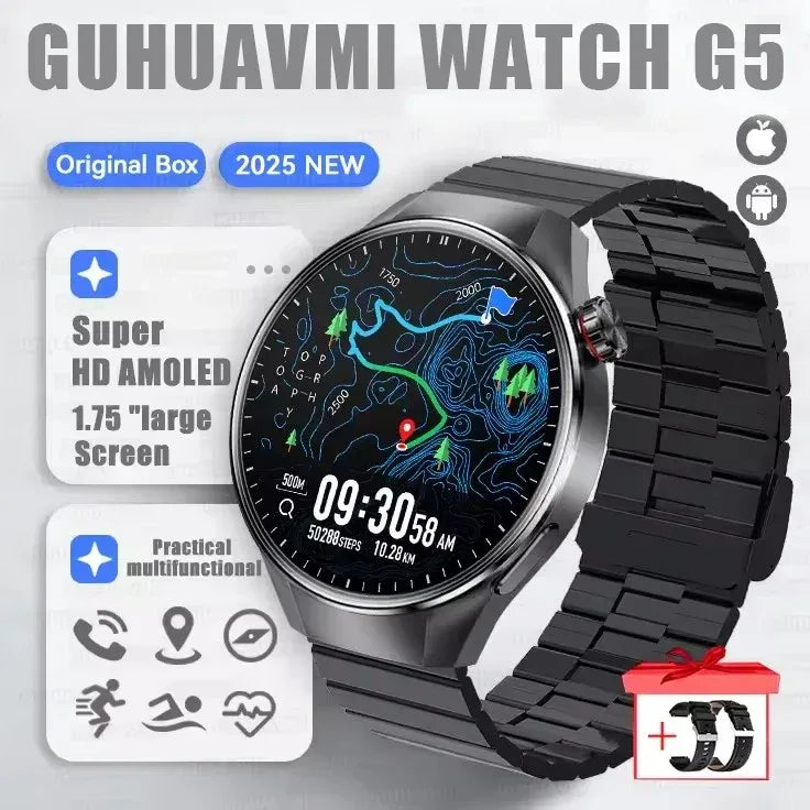 2025 New Originl Watch G5 PlUS Smart Watch 1.75" HD AMOLED Screen GPS track Heart Rate Bluetooth Call Compass Smartwatch for Men - Wear444