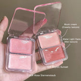 Two-color jelly glow blush, milk peach pink apricot red gem rouge Korean makeup, cream texture, low saturation brightening