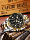 BIDEN Mens Chronograph Stainless Steel Strap Waterproof Date Quartz Watch, Business Casual Wrist Watches