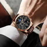 LIGE Men Watches Fashion Quartz Watch Tourbillon Clock Genuine Leather Waterproof Watch Men Military Wristwatch Man Reloj Hombre