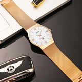 Top Brand Luxury Quartz Watch for Men Fashion Mens Watches Erkek Kol Saati Casual Slim Mesh Steel Waterproof Sports Watch