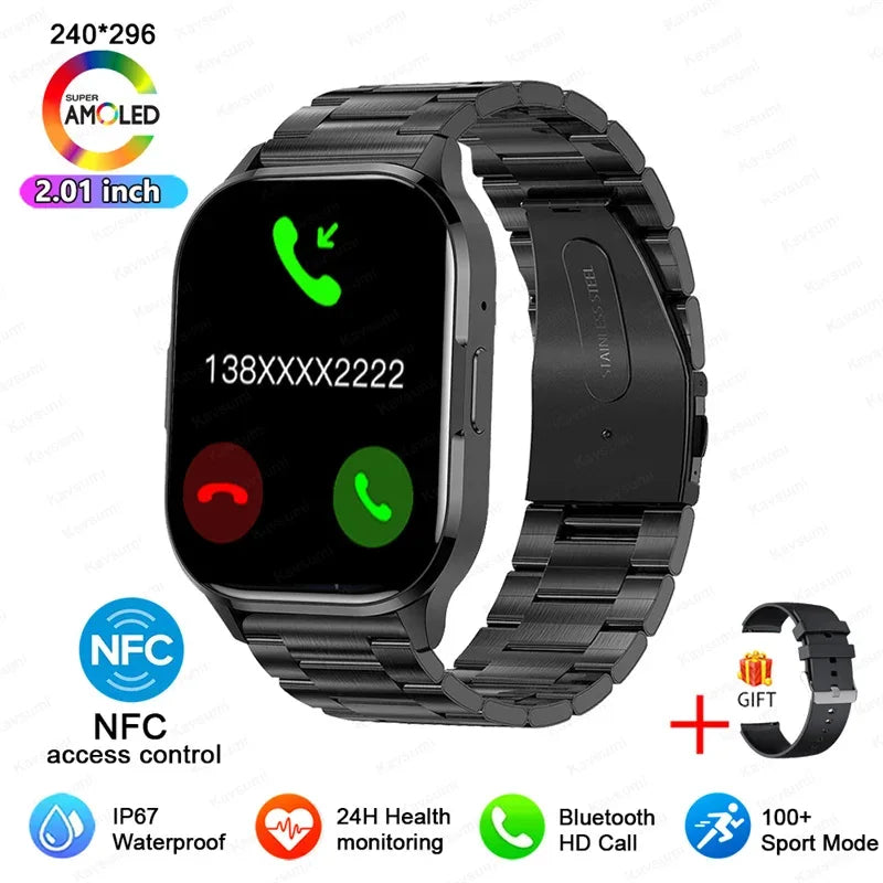2025 NFC Smartwatch AMOLED Screen Always show Time Bluetooth Call Series 9 Clock Custom Dial Men Sport Health Women Smart Watch - Wear444