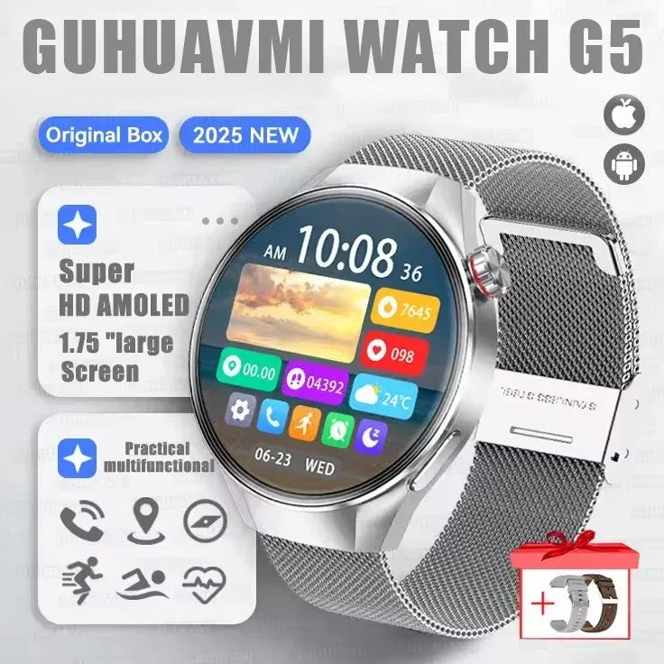 2025 New Originl Watch G5 PlUS Smart Watch 1.75" HD AMOLED Screen GPS track Heart Rate Bluetooth Call Compass Smartwatch for Men - Wear444