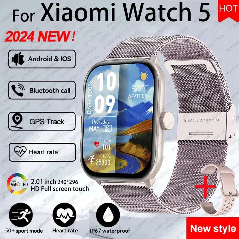 For Xiaomi Watch 5 Global Version Men Women HD AMOLED Display Heart Rate Bluetooth Call GPS Track Waterproof Sports Smart Watch - Wear444