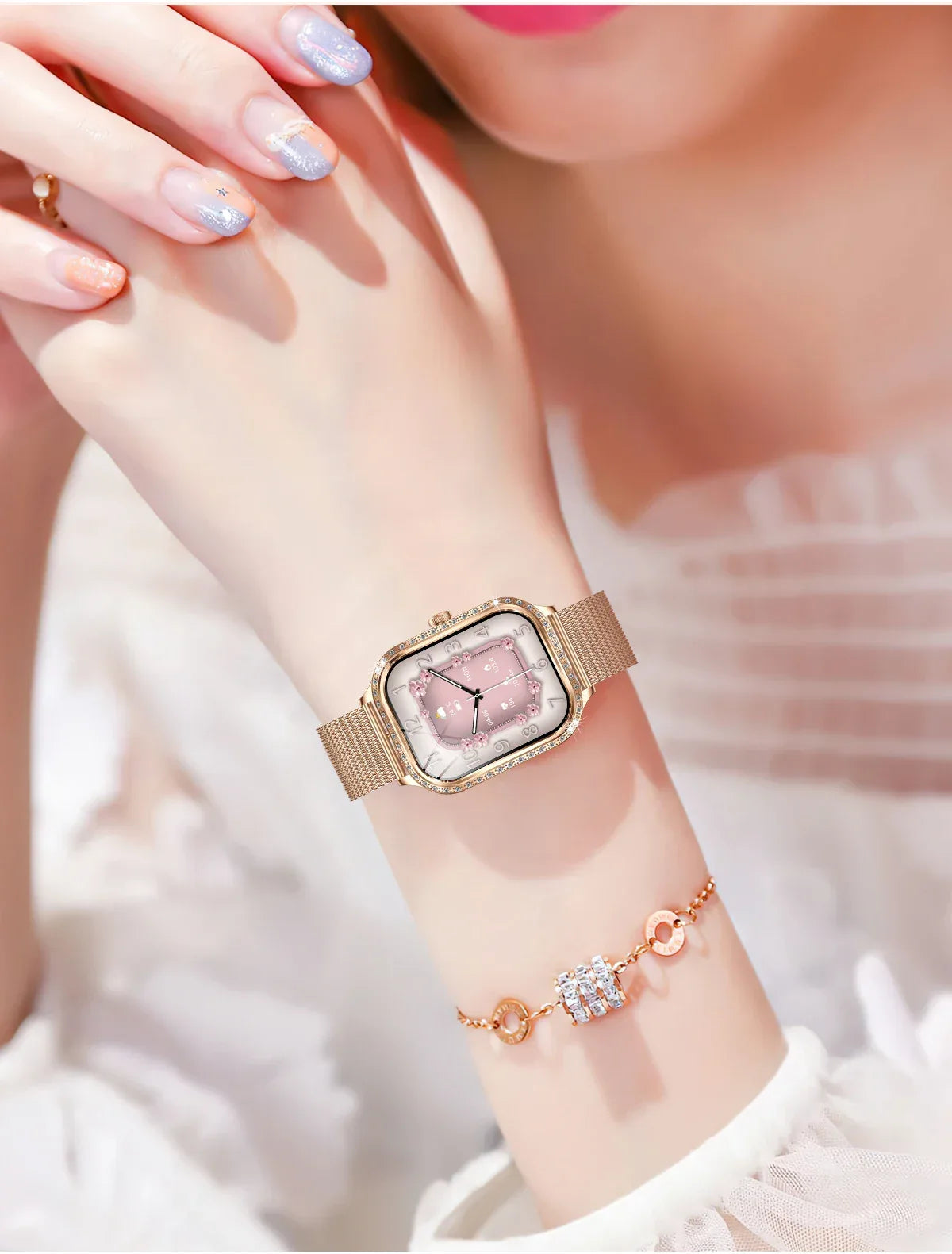 2026New Women Fashion Smartwatch HD Curved Screen Female Menstrual Tracking Waterproof Sports Fitness Bluetooth Call Smart Watch - Wear444