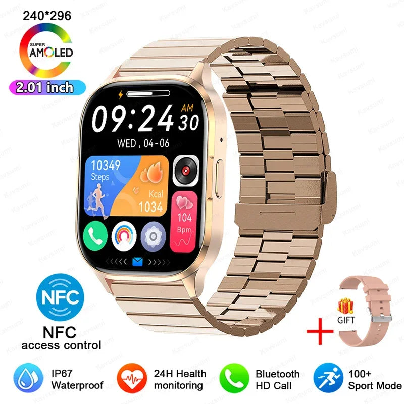 2025 NFC Smartwatch AMOLED Screen Always show Time Bluetooth Call Series 9 Clock Custom Dial Men Sport Health Women Smart Watch - Wear444