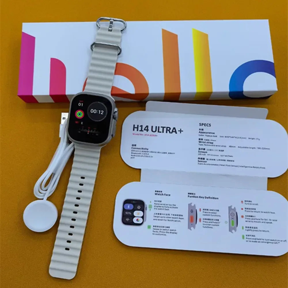 2025 Newest Smart Watch H14 Ultra Plus Hello Watch 3 Series Amoled Screen 49mm Heart Rate Music Sport Mode Smartwatch Men Women - Wear444