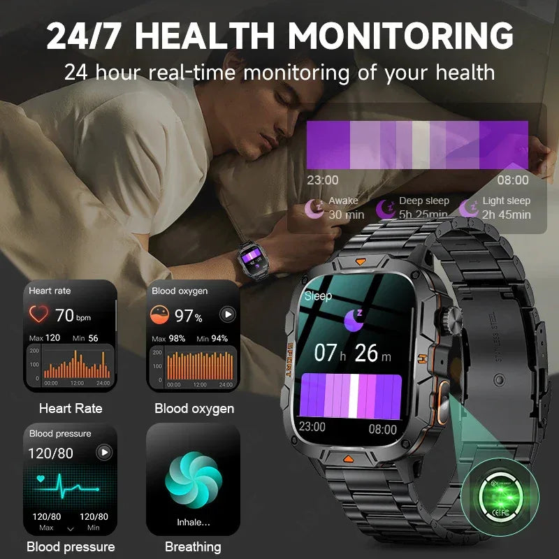 2025 Outdoor Sports Smart Watch GPS Tracker 5ATM Flashlight 1.96" HD Display Screen Bluetooth Call Men Fitness Watches - Wear444