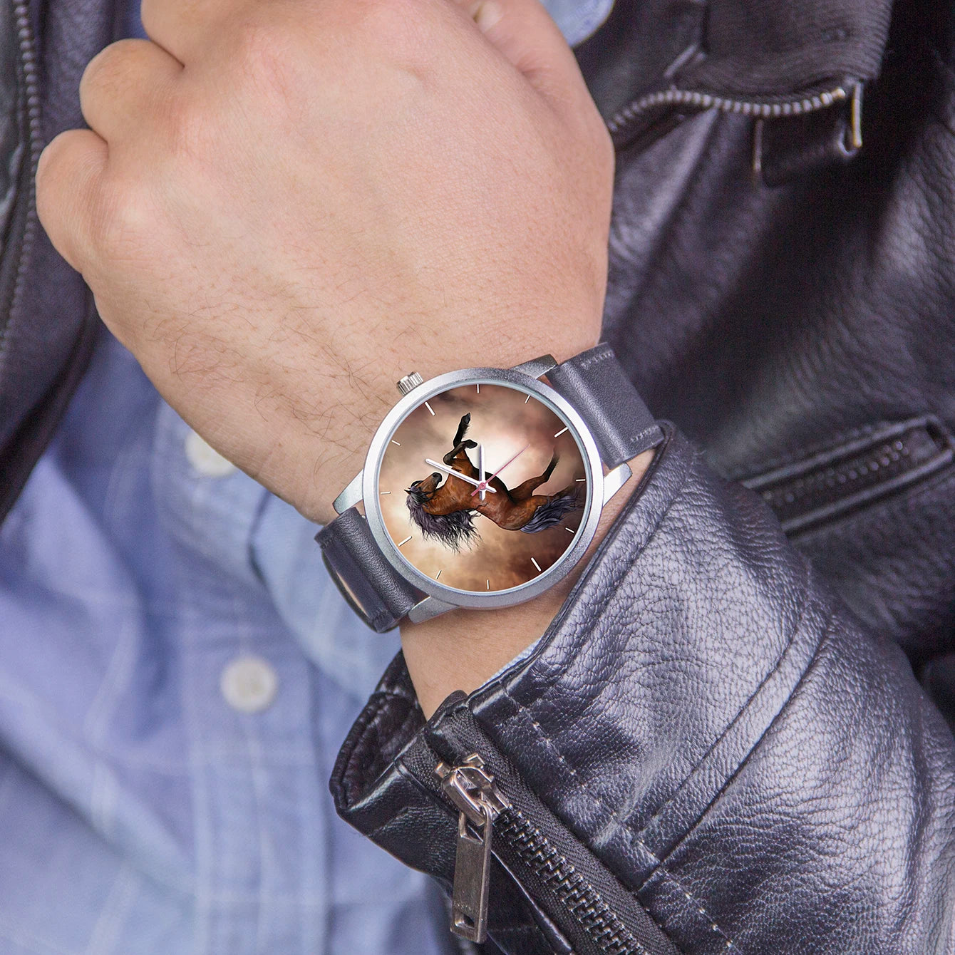 Fashion Trend Quartz Watches for Men Watch Unique Creativity Stallion Men's Stylish Watches Silver Horse Choice