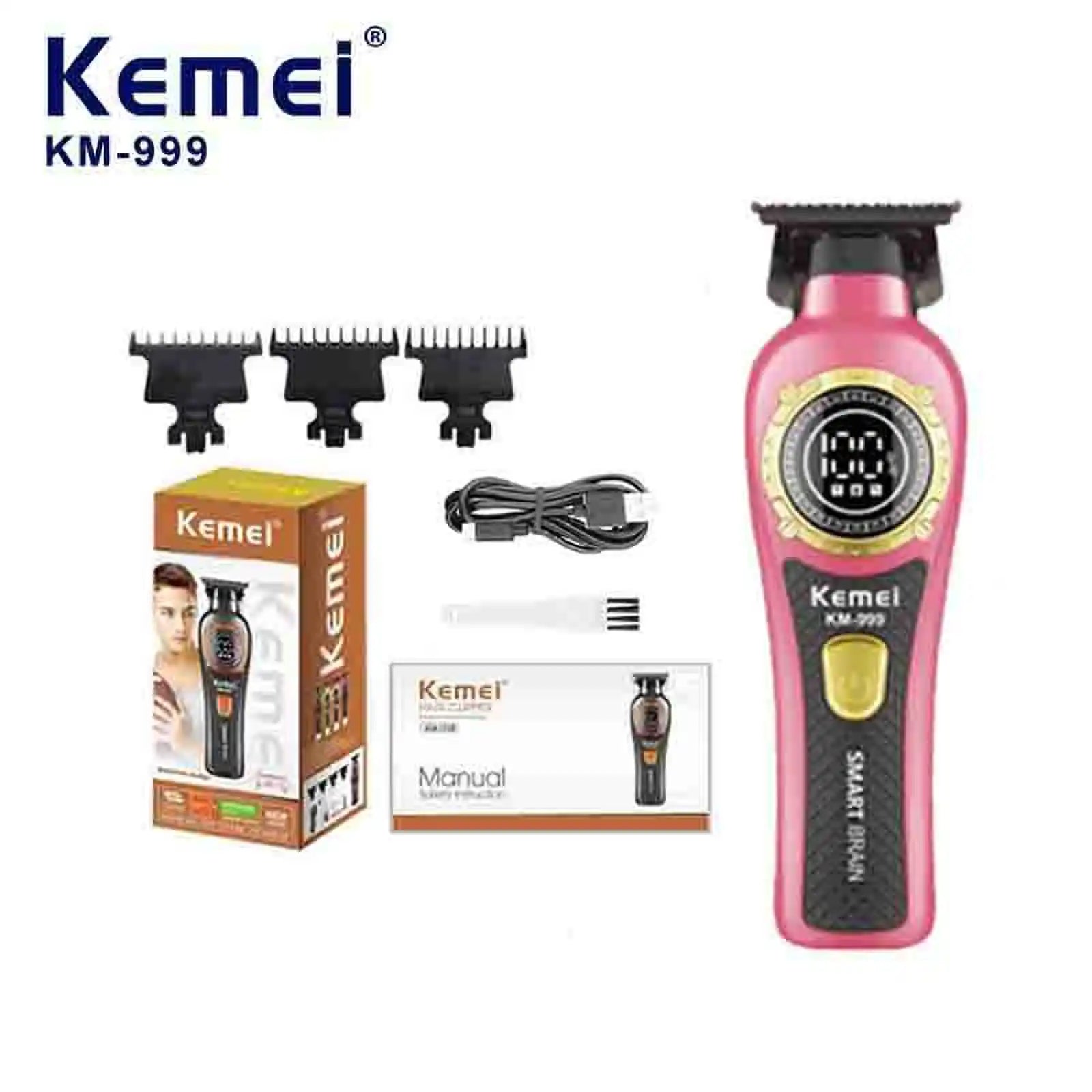 Kemei 999 Electric Hair Cut Machine Digital Display Hair Clipper Professional Cordless Precision Adjustment Trimmer Shaver Hair