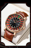 LIGE Quartz Man Watch Fashion Luxury Creative Roulette Game Dial Design Leather Casual Life Waterproof Watches for Men Gifts+Box
