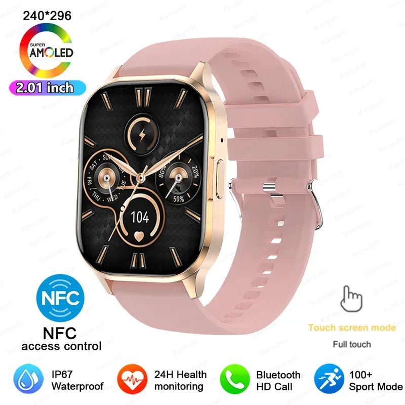 2025 NFC Smartwatch AMOLED Screen Always show Time Bluetooth Call Series 9 Clock Custom Dial Men Sport Health Women Smart Watch - Wear444