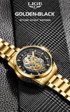 LIGE Fashion Quartz Watches For Men Gold Skeleton Retro Men Watch Top Brand Luxury Sport Waterproof Watch Men Relogios Masculino
