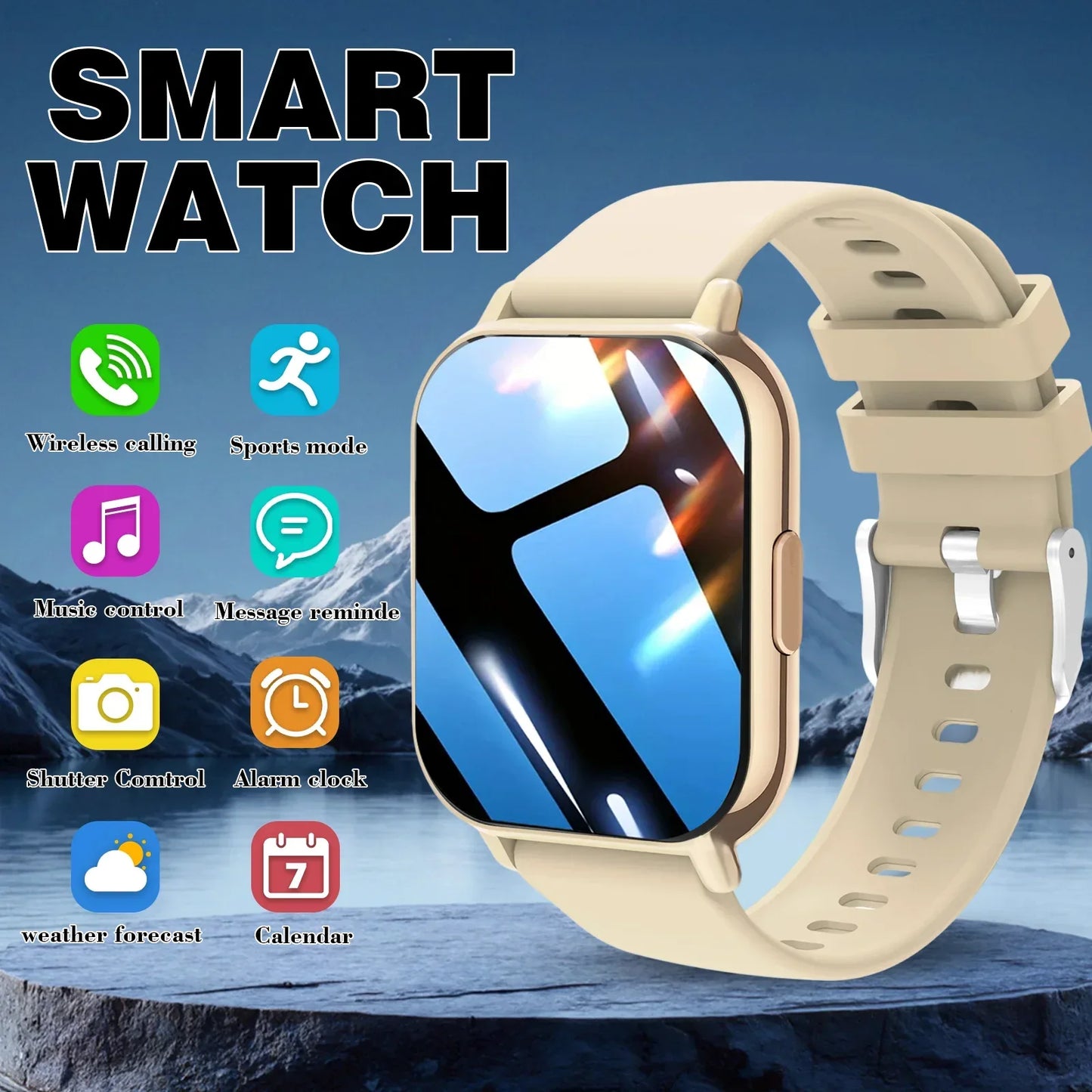 Smart Watch for Men & Women - Multi-Function Fitness Tracker with Call/Message/Weather/Alarm/Remote Camera Control, USB-Powered - Wear444