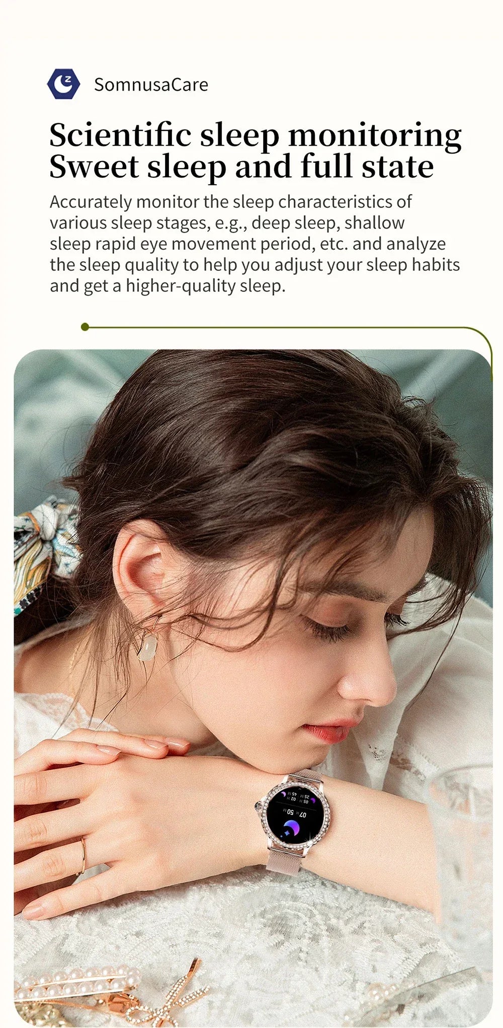 MEVADEN Rose Gold Smart Watch Bluetooth Call Lady 100+ Sports Mode Fitness Health Monitor Women Smartwatch for IOS Android NX19 - Wear444