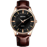 Men'S Quartz Watches Casual High Quality Fashion Waterproof Business Luxury Retro Round Dial Leather Strap Watches