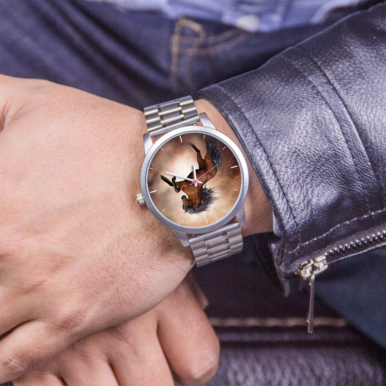 Fashion Trend Quartz Watches for Men Watch Unique Creativity Stallion Men's Stylish Watches Silver Horse Choice