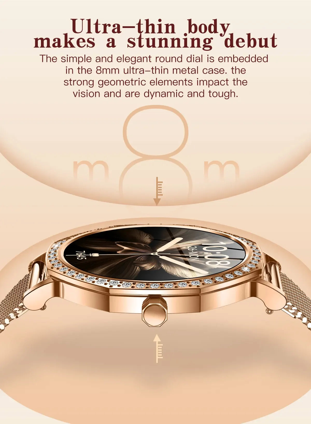 Luxury Women's Smartwatches Diamond Dial Fashion Smart Watch Heart Rate Monitor Sleep Tracking IP67 Waterproof For Android & IOS - Wear444