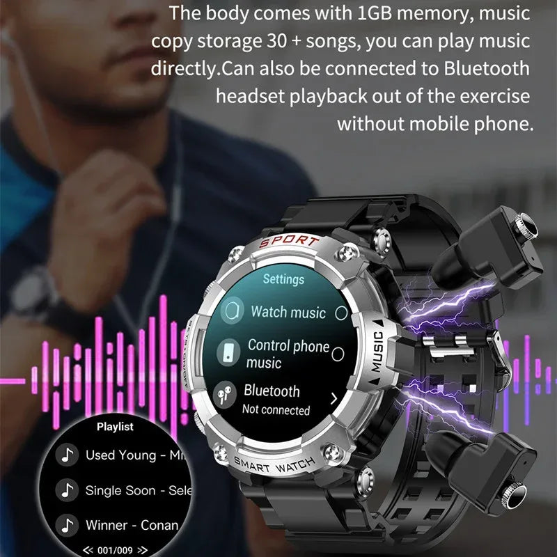 Rainbuvvy T96 TWS Smart Watch Earphone 1.52inch Amoled 3 IN 1 Local Music Player Wireless Headset BT Call Earbuds Smartwatch - Wear444