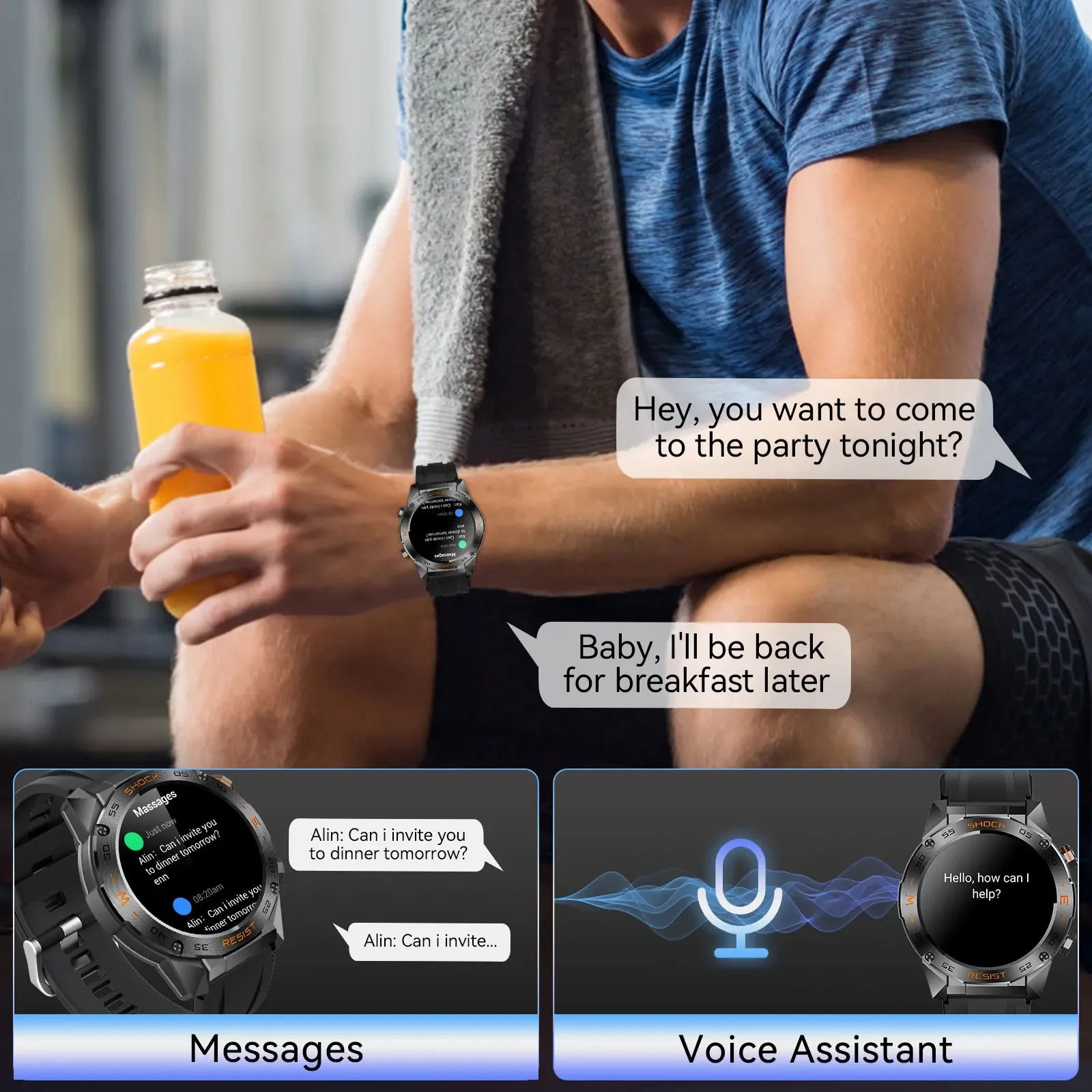 LaNikar New Military Smart Watch for Men1.46"Fitness Tactical Smartwatch with Multiple Sports Modes Heart RateSpO2 Sleep Tracker - Wear444