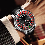 LIGE Quartz Man Watch Fashion Luxury Creative Roulette Game Dial Design Leather Casual Life Waterproof Watches for Men Gifts+Box