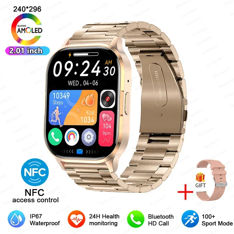 2025 NFC Smartwatch AMOLED Screen Always show Time Bluetooth Call Series 9 Clock Custom Dial Men Sport Health Women Smart Watch - Wear444