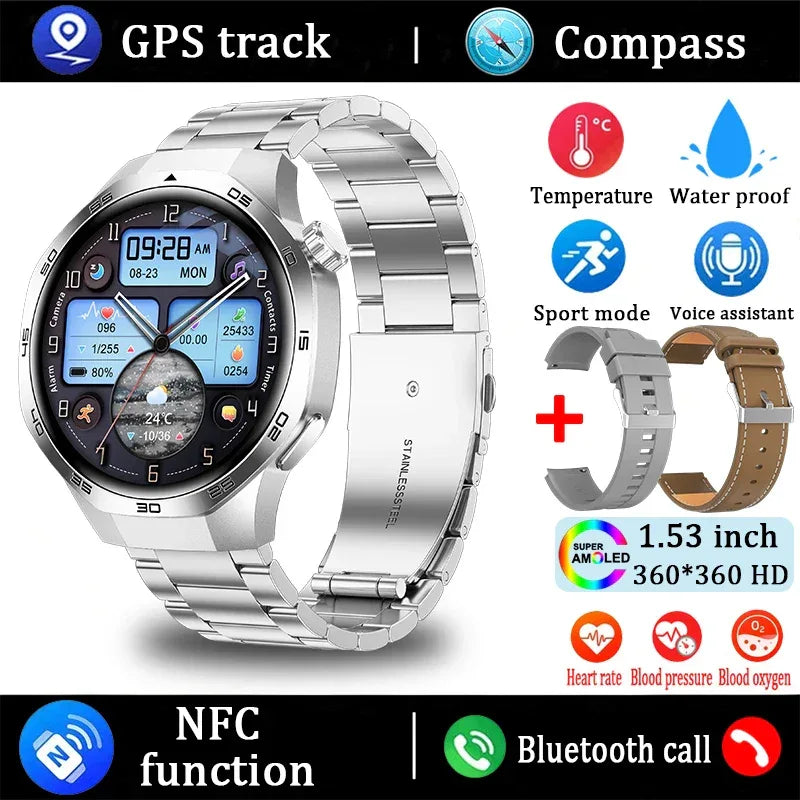New Watch 5 Pro Smart Watch HD AMOLED Screen GPS Tracker Bluetooth Call Health Monitoring Waterproof Sports SmartWatch Men Women - Wear444